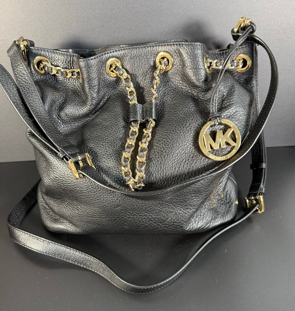 Michael Kors Frankie Soft Black Handbag Tote Shoulder Bag $298 MSRP
